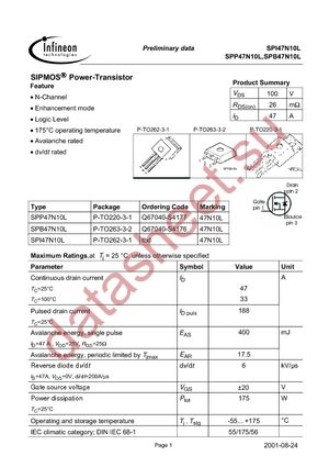 SPI47N10L datasheet  